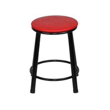 Imagem de Banqueta Baixa Sem Encosto Para Cozinha Bar Restaurante Diversas Cores De Assento Estofado Banquinho Área Gourmet Balcão Bancada Banco Americano (Vermelho)