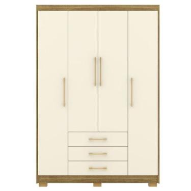Imagem de Guarda Roupa Solteiro 120 cm 4 Portas 10088 Nature Champanhe VLR - Mil