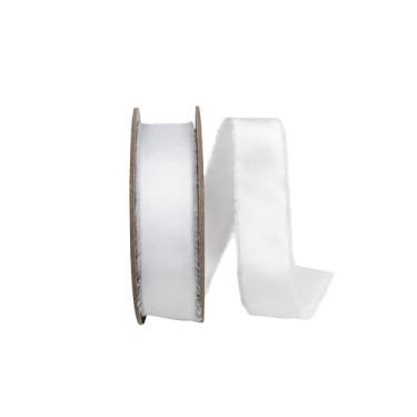 Imagem de Reliant Ribbon Fita de toque de seda com borda desgastada, branca