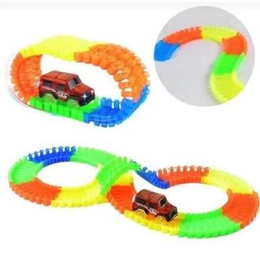 Imagem de Pista Com Carrinho Mc Quenn Led Trilha Maluca P/montar 56 Peças - Gene