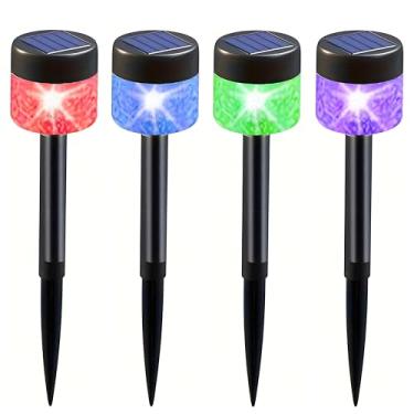 Imagem de Luzes solares de aterramento - 3 cores (RGB/quente/frio) 300 mAh com haste de extensão, 10-15H Auto On/Off, IP54 impermeável para jardim/gramado/caminho (mudança RGB, 4)