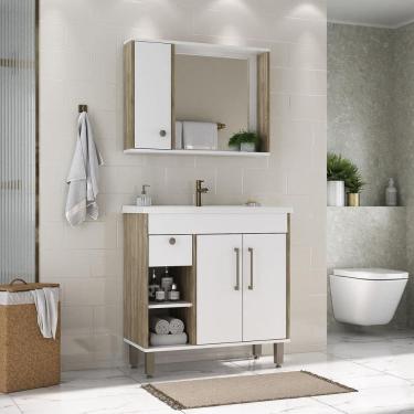 Imagem de Gabinete de Banheiro com Cuba e Espelheira 80,2cm Multimóveis CR10136