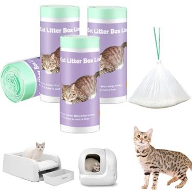 Imagem de Pacote com 100 sacos de forro de caixa de areia para gatos compatíveis com caixa de areia para gatos autolimpante, forros de gaveta de resíduos de cordão resistentes compatíveis com caixa de areia