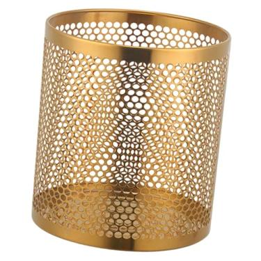 Imagem de IEUDNS Lixeira de aço inoxidável, recipiente de lixo, leve, fácil de transportar, lixeira de malha, lixeira para cozinha, casa, apartamento, Ouro
