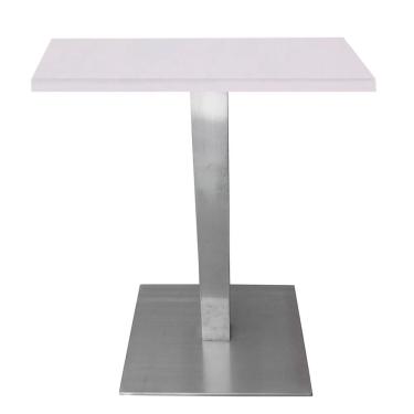 Imagem de Mesa Quadrada Alpha Inox Cor Prata 73,50 cm (Altura) com Tampo em mdp Quadrado 70 cm Br...