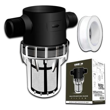 Imagem de ORBON Filtro de água em linha – 1/5.1 cm MNPT para MNPT, filtro de sedimentos de malha fina para toda a casa, embaixo da pia, chuveiro, máquina de lavar, mangueira de jardim, água de poço, torneira
