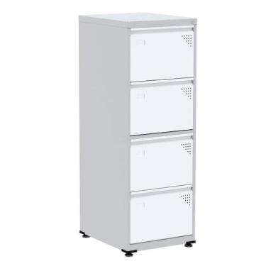 Imagem de Armário de Arquivo de Aço Pandin 4 Gavetas gavetas Cinza/Branco