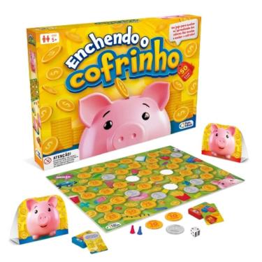 Imagem de Jogo Enchendo o Cofrinho Infantil Tabuleiro Matemática Educação Financeira Pais e Filhos