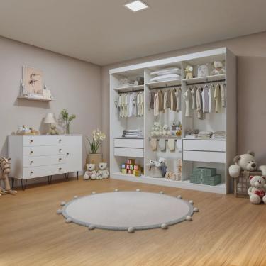 Imagem de Quarto Infantil Closet Premium Isadora 205,9cm e Cômoda 129,5cm 1 Porta 4 Gavetas Minastex