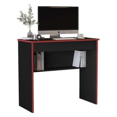 Imagem de Mesa Gamer Escrivaninha Mesinha Home Oficie 1 Gaveta(Preto/Vermelho)