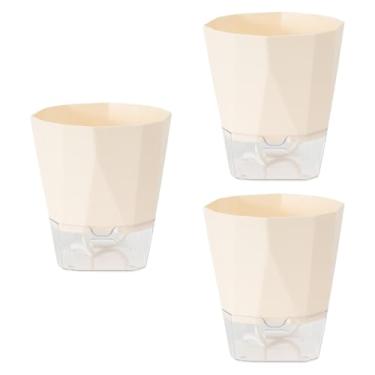 Imagem de Ｂｅｓｇａ 3x portador de plantador de flores de água auto -regada com vaso de orifício de drenagem para na mesa da sala de estar prateleira jardim, 17cm Branco