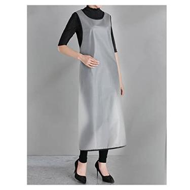 Imagem de Avental impermeável preto para mulher, avental de lavagem, avental longo de trabalho, avental para lavar pratos, avental de chef, avental de barbeiro, 117 x 75 cm (46,1 x 29,5 polegadas)