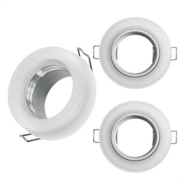 Imagem de Kit 3 Spot Taschibra Redondo Embutir Vidro Jateado SP23 Mr16 Bivolt