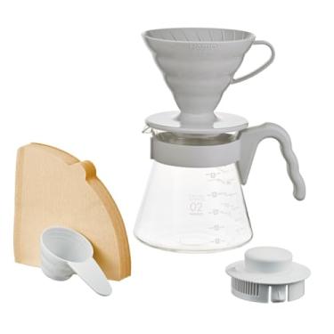 Imagem de HARIO KIT V60 CINZA CLARO VIDRO E PP 1-4 XÍCARAS