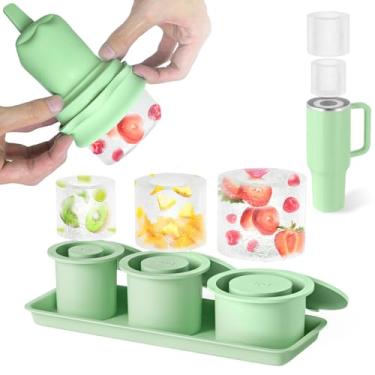 Imagem de Bandeja de gelo para copo Stanley, 3 peças de molde de cilindro oco com tampa e caixa para copos de 590 a 850 ml para bebidas geladas, café, suco, uísque, coquetel, fácil de encher e liberar, máquina