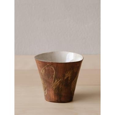Imagem de WENSHUO Copo de cerâmica para aquecer as mãos, sem alça, xícara de café arita-yaki japonês, 180 ml, 1 pacote (marrom vintage, 177 ml)