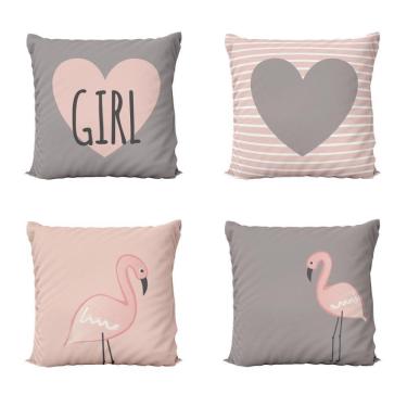 Imagem de Almofadas Decorativas Rosa Love Girl Para Sofá 40X40