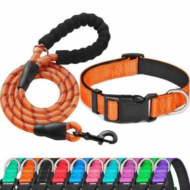 Imagem de Conjunto de coleira e coleira para cães Ladoogo Reflective Neoprene La