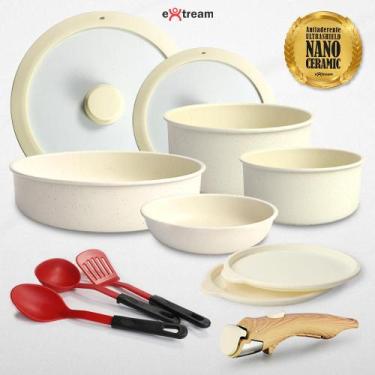 Imagem de Jogo De Panelas Com Cabo Destacável Nano Ceramic Indução 12 Peças Extr