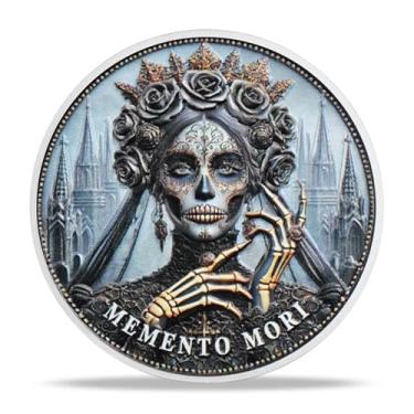 Imagem de RYUKENLM Memento Mori Coin 3D Skull Challenge Coins EDC Reminder Token Gothic Skull Queen Design Lembrar-se de Viver Totalmente Inspirador Estoicismo Presentes para Prática Estóica Diária