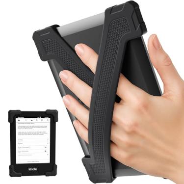 Imagem de ELETIUO Alça de mão para Kindle/Kobo/Kindle/E-Readers de 15 cm - Paperwhite 7-10 gerações, 2 unidades ergonômicas de silicone para dedos, suporte seguro com uma mão para acessórios de leitura