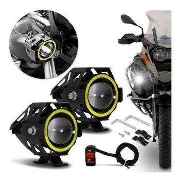 Imagem de Par Farol Milha Moto Led Auxiliar 6000k  Ubs Botao Alfa.shop - Alfasho