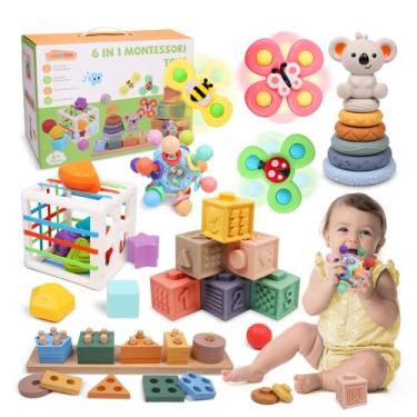 Imagem de Brinquedo YHHYTOY Montessori 6 em 1 para bebês de 0 a 18 meses com den