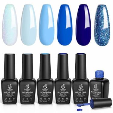 Imagem de Esmalte de unhas besouros Blue Gel Aquarius Holy Water 6 cores - beetl