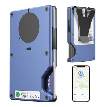 Imagem de HPSH Carteira Air Wallet, rastreador integrado, carteira inteligente com clipe para dinheiro, compatível com FindMy Network (apenas iOS), porta-cartão antifurto, *Presente para homens, Macaron Blue