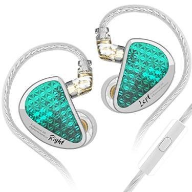 Imagem de Fones de ouvido intra-auriculares KZ AS16 Pro 8 Balance Armatures, fones de ouvido HiFi Music para gravação de estúdio, fones de ouvido de posicionamento de jogos com som estéreo (com microfone, ciano