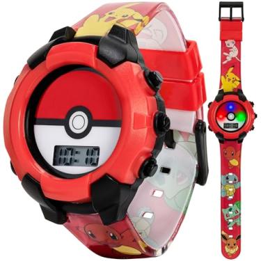 Imagem de Pokemon Relógio infantil de quartzo com pulseira de plástico, 16, Pokeball vermelho, Relógio de quartzo