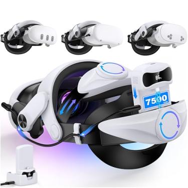Imagem de Head Strap for Quest 3/3S & Quest 2 with 15000 mAh Battery, Comfor VR Accessory with 2 Adjustable Knobs to Adjust for Head Fit, Elite Strap with Battery & Charging Station for Extended 3H of Playtime