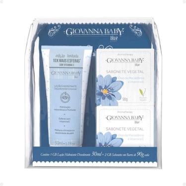 Imagem de Kit Giovanna Baby Eterno Encanto Blue: 1 Loção Hidratante Corporal e 2 Sabonetes Vegetais