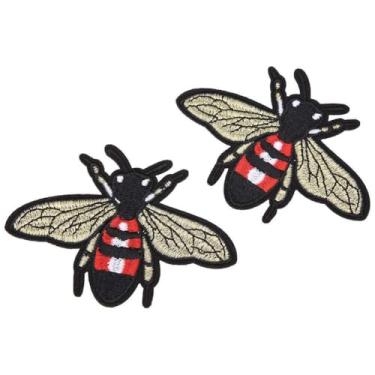 Imagem de Bordado de Forma de Abelha Longa de Lastão para Costurar DIY - Decoração única para Blusas, Calças, Saias - Pacote de 6