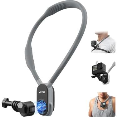 Imagem de Suporte Magnético de Pescoço para Câmera de Ação e Telefone, Suporte de Peito para Tripé Viva-voz Compatível com Go~Pro DJI Insta360 Magsafe iPhone Android, para Gravação de Vídeo POV Vlog