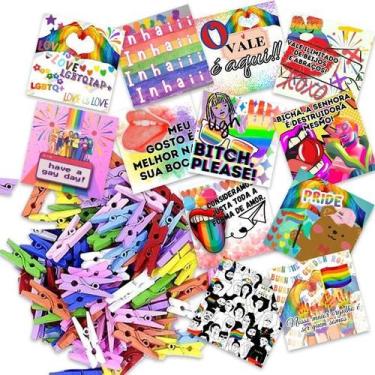 Imagem de 50 Tags Drink Bebida Festa LGBTQIAP+ quadrada pregador color - Nicolad