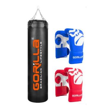 Imagem de Saco Pancada Grande 160 Cm Profissional Reforçado + Luva Bate Saco Adu