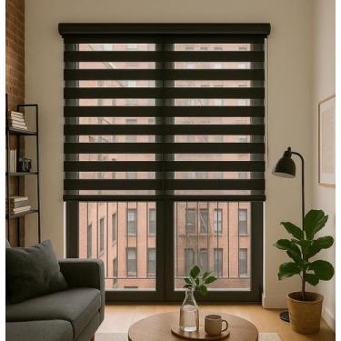 Imagem de Persiana Double Vision Sunny 160larg x 220alt Total Black (com bandô) 