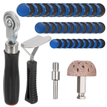 Imagem de OwnMy Kit de ferramentas de reparo de pneu 60+3 peças, kit de remendo de pneu para carro, bicicleta, motocicleta, caminhão, inclui 60 peças de adesivos de pneu (3,6 cm/4,1 cm/5,6 cm), roda