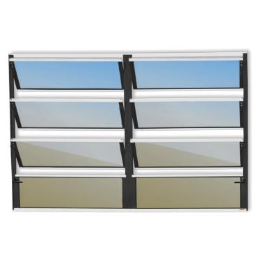 Imagem de Janela De Aluminio Basculante 2 Seções Plus Vidro Reflex 80cm X 200cm Brimak Mix Preto