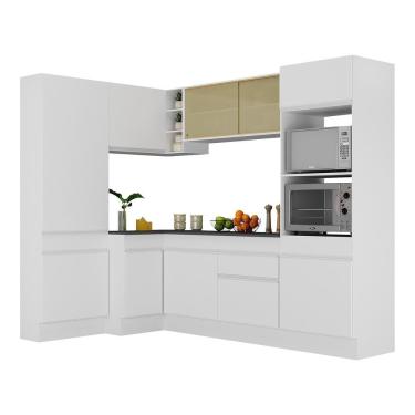 Imagem de Armário De Cozinha Completa De Canto Com Rodapé Veneza Multimóveis V2085 Branco Branco
