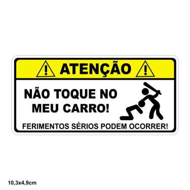 Imagem de Adesivo Decorativo Sem Resina 'Atenção Não Toque No Meu Carro' Carro 10,3X4,9 Cm Amarelo