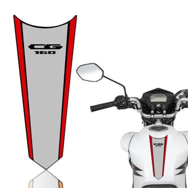 Imagem de Adesivo Faixa Gravata Tanque Moto Cg 125/150/160 Titan Fan Start Cinza Vermelha Cg 125