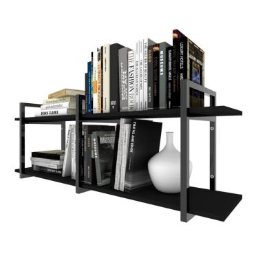 Imagem de Prateleira Industrial Moveis Escritorio Quarto Estante Infantil Livro Preto Organizador Brinquedos