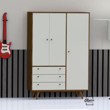 Imagem de Guarda Roupa Retrô Solteiro 20 - Olivar Móveis - Cor: Marrom