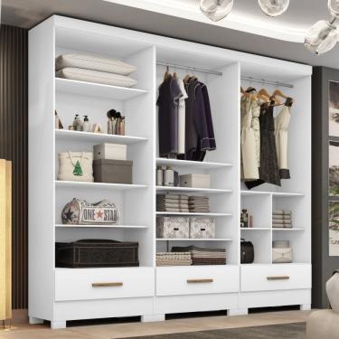 Imagem de Closet Modulado 3 Peças 3 Gavetas Smart Versatile Espresso Móveis Branco