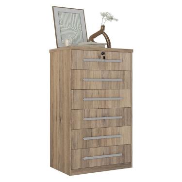 Imagem de Cômoda Grande 6 Gavetas Com Fechadura 1327 Ilan Castanho