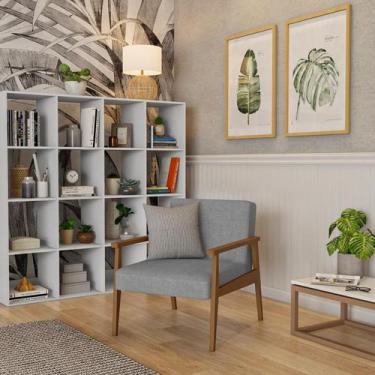 Imagem de Poltrona Letícia Cinza e Nogueira - Mobly