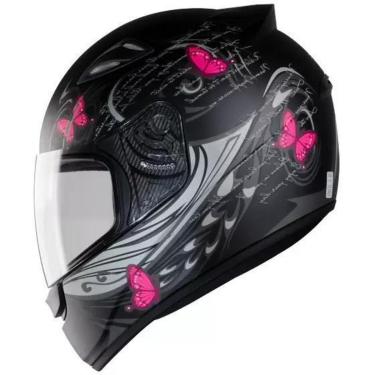 Imagem de Capacete Ebf New Spark Borboleta Preto e Rosa Cor:;Tamanho:60;Gênero:Feminino-Feminino