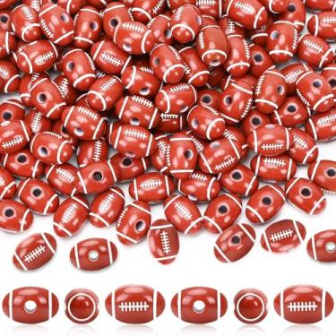 Imagem de UPINS 150 peças de contas de futebol de acrílico, berloques, bolas esportivas para fazer joias, faça você mesmo, pulseira da amizade, chaveiros, colar, acessórios, softball, suprimentos de artesanato